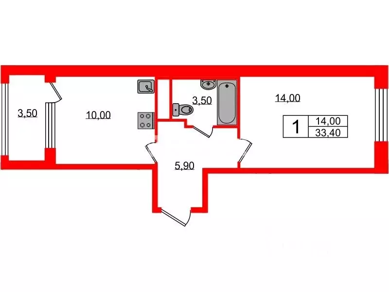 1-к кв. Санкт-Петербург просп. Обуховской обороны, 36 (33.4 м) - Фото 2