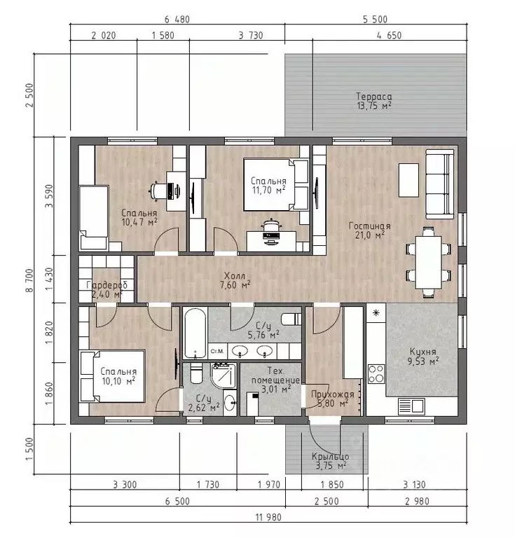 Дом в Ленинградская область, Всеволожский район, Куйвозовское с/пос, ... - Фото 2