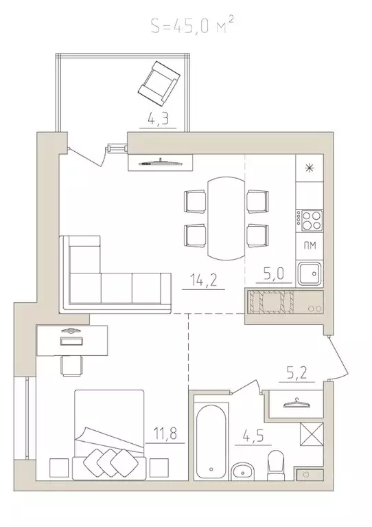 2-к кв. Карелия, Петрозаводск Закаменская наб., 3 (44.8 м) - Фото 1