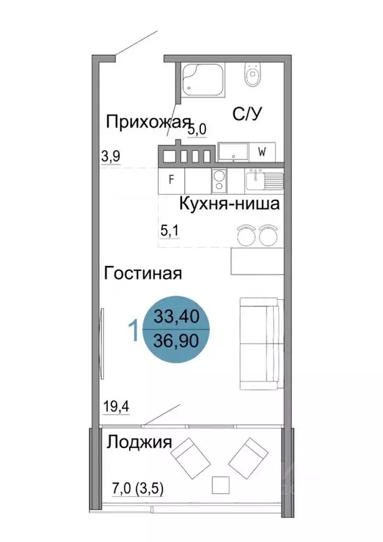 1-к кв. Крым, Керчь Белый город жилой комплекс (36.9 м) - Фото 0