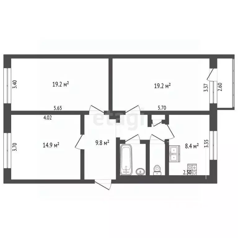3-к кв. Вологодская область, Череповец ул. Ленина, 133А (76.7 м) - Фото 2