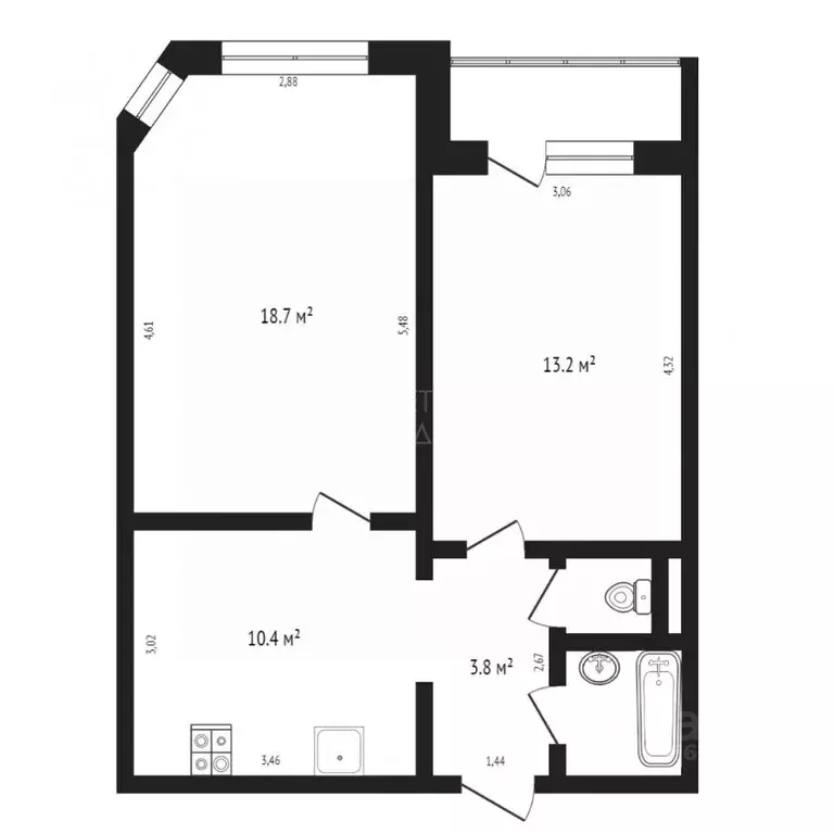 1-к кв. Тюменская область, Тюмень Новосибирская ул., 131 (44.9 м) - Фото 1