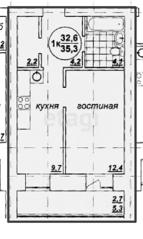 1-к кв. Забайкальский край, Чита Хороший мкр, 4 (33.0 м) - Фото 1