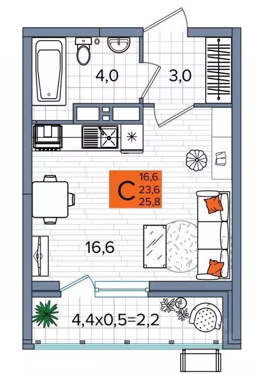 Студия Краснодарский край, Краснодар ул. Константина Гондаря, 98 (25.8 ... - Фото 1
