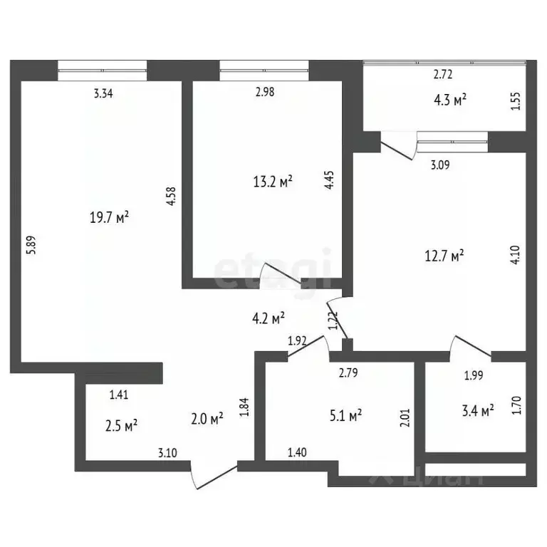 2-к кв. Тюменская область, Тюмень ул. Братьев Бондаревых, 5 (67.0 м) - Фото 2