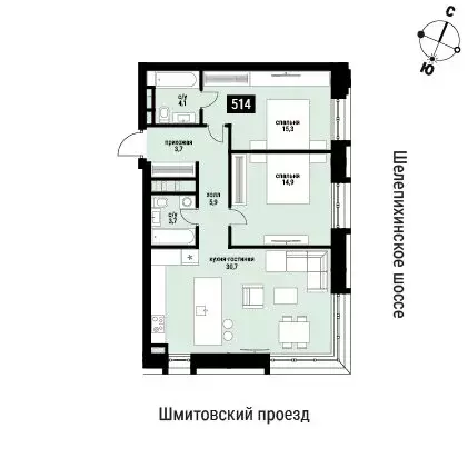 2-комнатная квартира: Москва, жилой комплекс Шелепиха (78.9 м) - Фото 0
