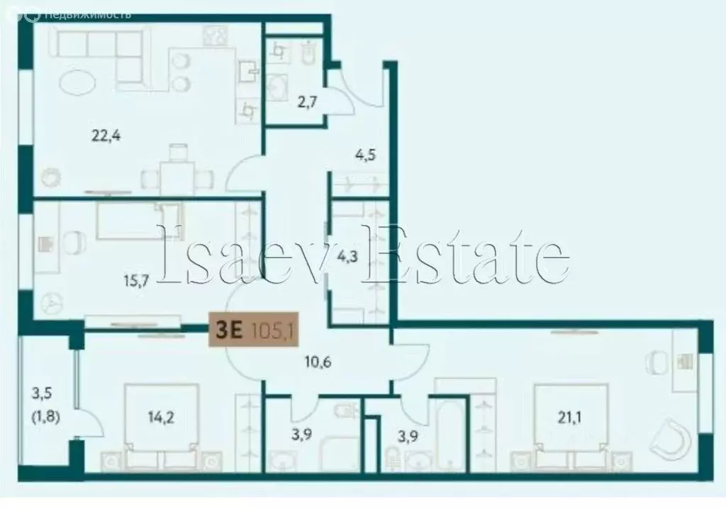 4-комнатная квартира: Москва, Винницкая улица, 8к3 (105 м) - Фото 2