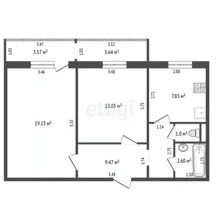 2-к кв. Ульяновская область, Ульяновск просп. Авиастроителей, 10 (53.1 ... - Фото 2