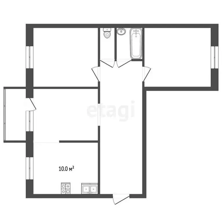 3-комнатная квартира: Паратунка, Нагорная улица, 34 (63.1 м) - Фото 0