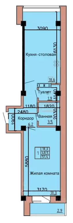 1-к кв. Хакасия, Абакан ул. Ленинского Комсомола, 24/2 (50.0 м) - Фото 0
