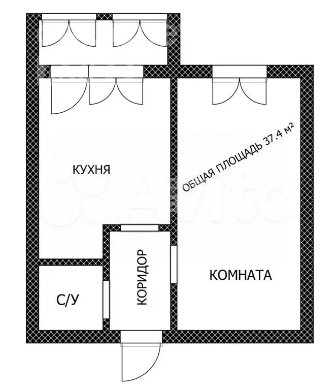 1-к. квартира, 37,4 м, 5/5 эт. - Фото 1