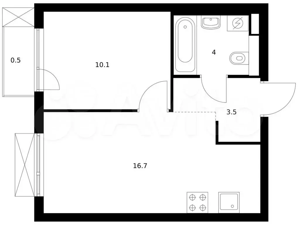 1-к. квартира, 34,8 м, 9/9 эт. - Фото 0