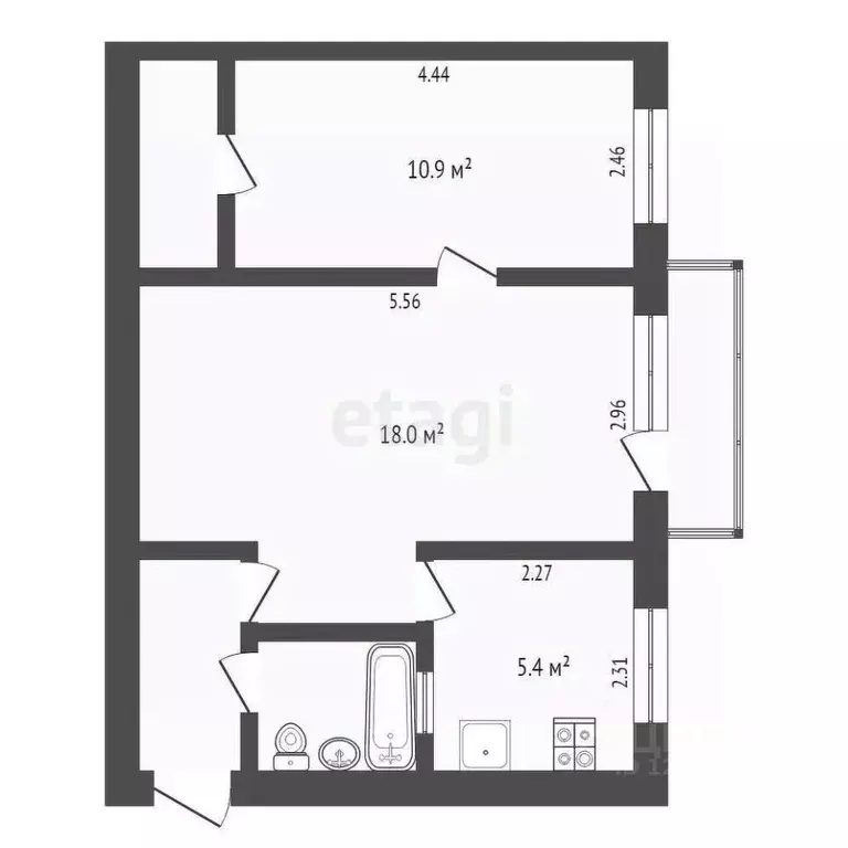 2-к кв. Москва Мироновская ул., 28 (42.7 м) - Фото 1