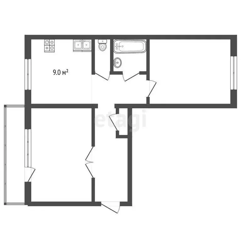 2-комнатная квартира: Прокопьевск, улица Есенина, 40 (52 м) - Фото 1