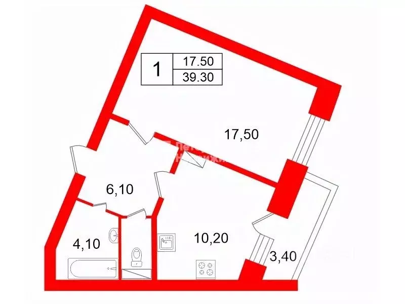 1-к кв. Санкт-Петербург Петергофское ш., 17к1 (39.3 м) - Фото 2
