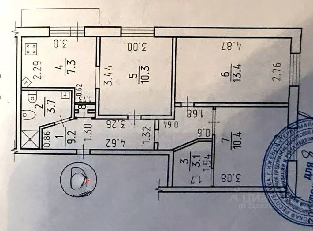 3-к кв. Удмуртия, Ижевск Пушкинская ул., 69 (57.8 м) - Фото 2