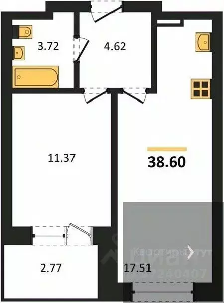 1-к кв. Воронежская область, Воронеж Транспортная ул., 58 (38.6 м) - Фото 0