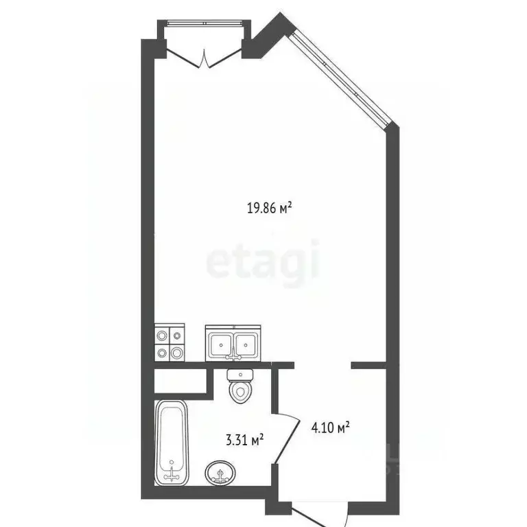 Студия Санкт-Петербург ул. Салова, 61 (27.3 м) - Фото 2