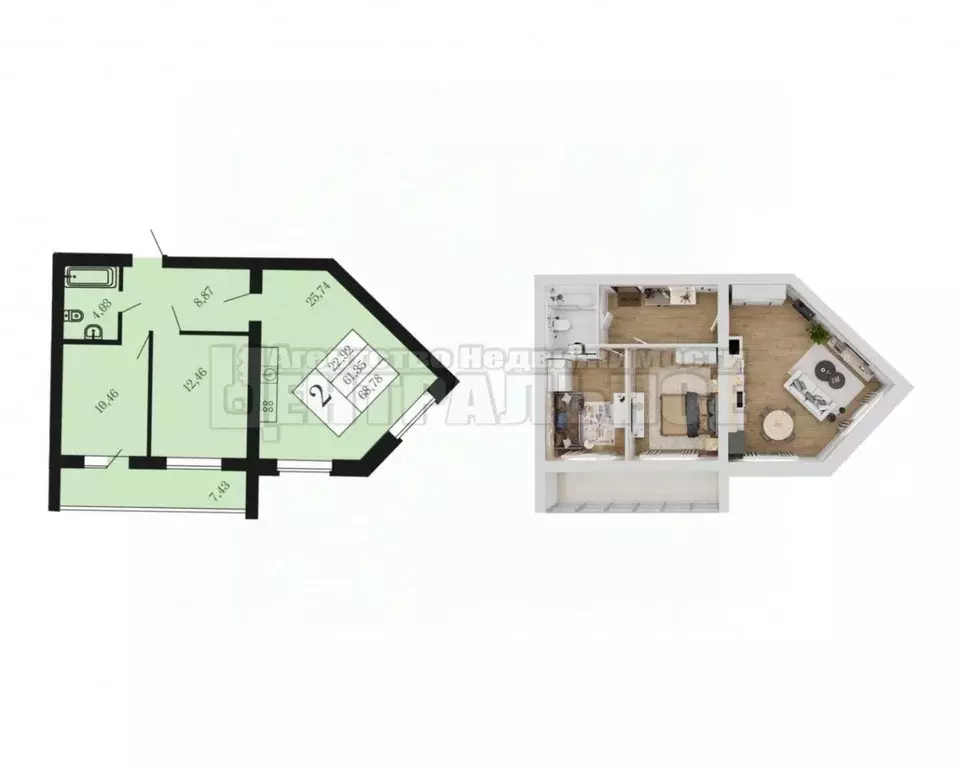2-к кв. Смоленская область, Смоленский муниципальный округ, д. Ясенная ... - Фото 1