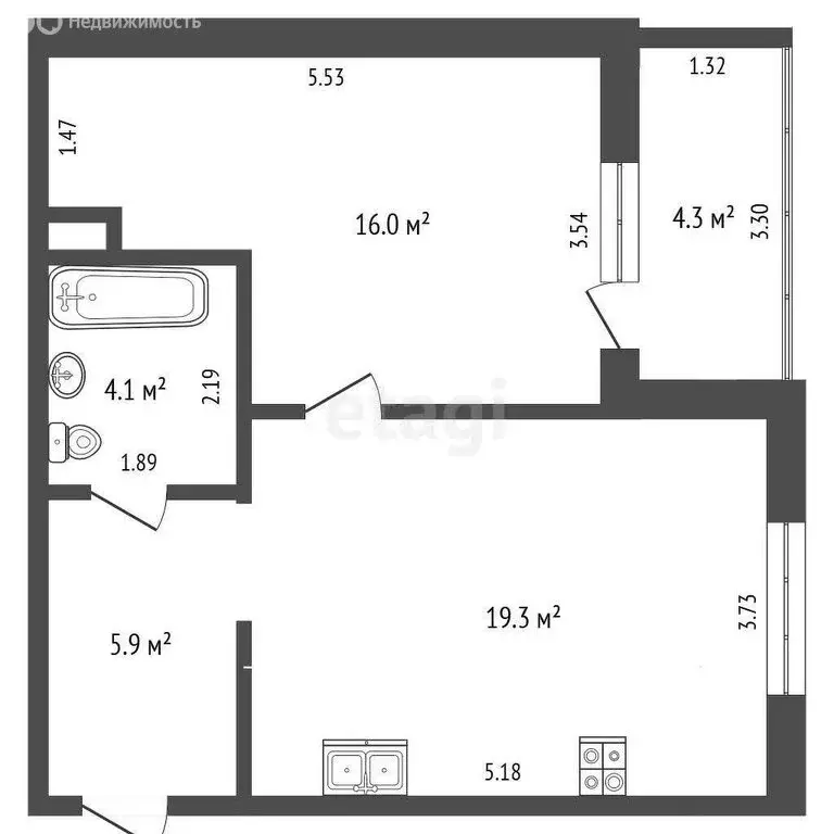 1-комнатная квартира: Тюмень, микрорайон Зарека, улица Лермонтова, 8А ... - Фото 1