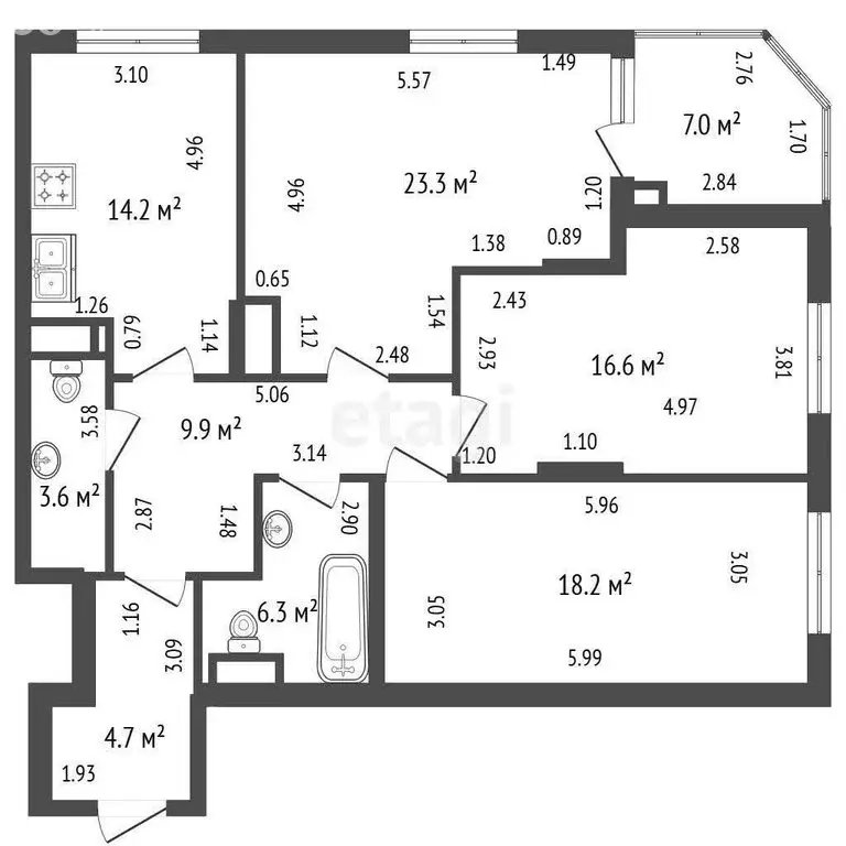 2-комнатная квартира: Санкт-Петербург, проспект Юрия Гагарина, 7 ... - Фото 0