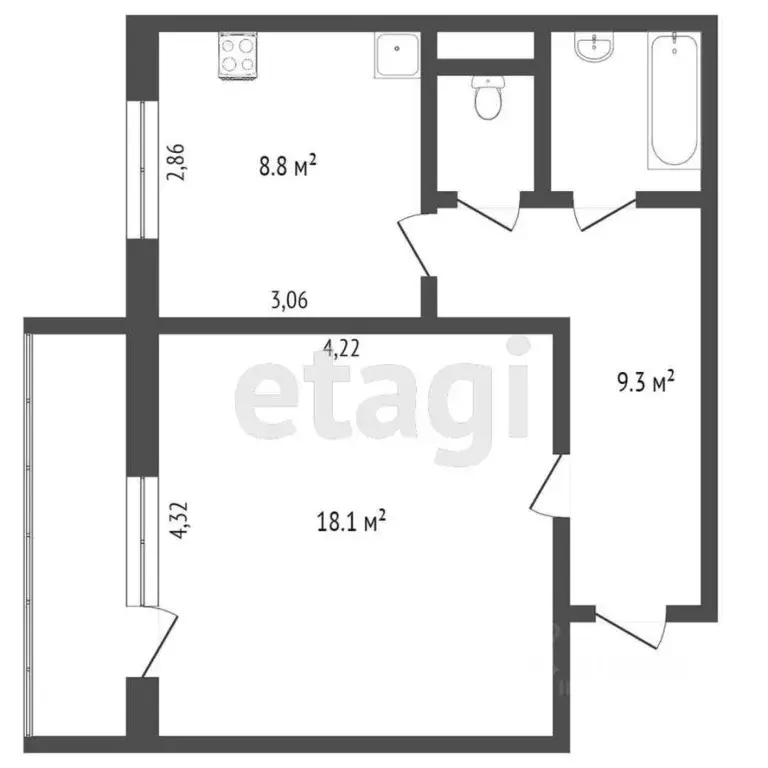 1-к кв. Омская область, Омск ул. Арнольда Нейбута, 11 (38.4 м) - Фото 1