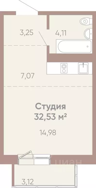 1-к кв. Иркутская область, Иркутск Советская ул., 109/3 (32.53 м) - Фото 1