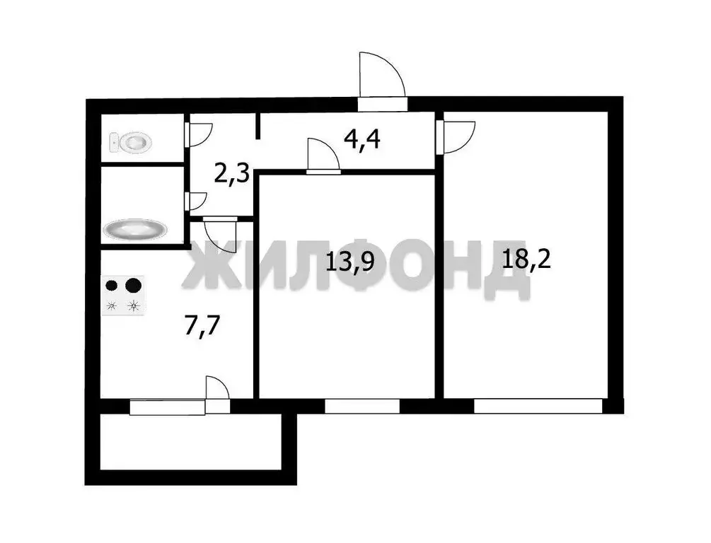 2-комнатная квартира: Новосибирск, улица Добролюбова, 162/1 (50.6 м) - Фото 0