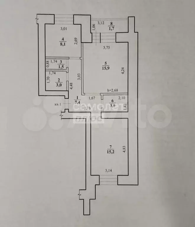 2-к. квартира, 54 м, 2/9 эт. - Фото 0