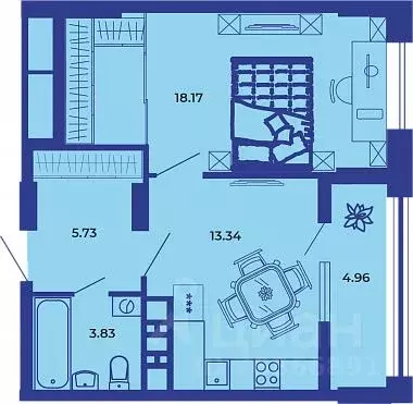 1-к кв. Брянская область, Брянск ул. Комарова, 47 (46.0 м) - Фото 1