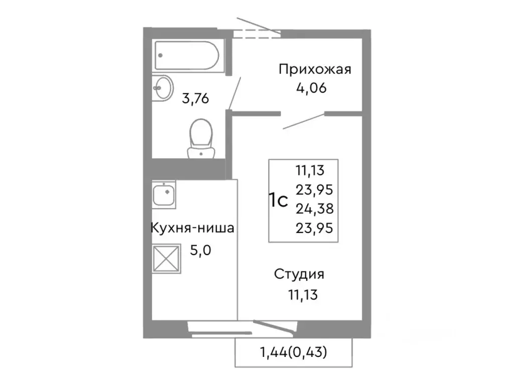 Студия Челябинская область, Челябинск ул. Танкистов, 175 (24.38 м) - Фото 1