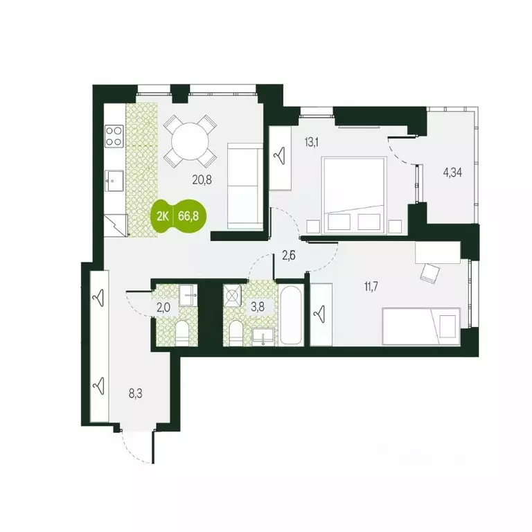 3-к кв. Забайкальский край, Чита Каштакский мкр,  (66.8 м) - Фото 1