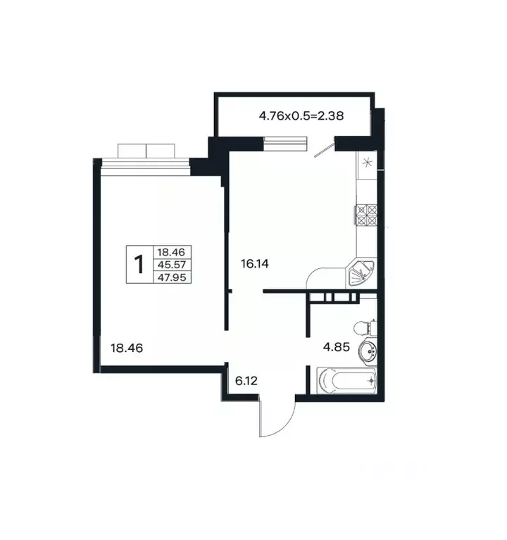 1-к кв. Краснодарский край, Краснодар ул. Шоссе Нефтяников, 26 (47.95 ... - Фото 0