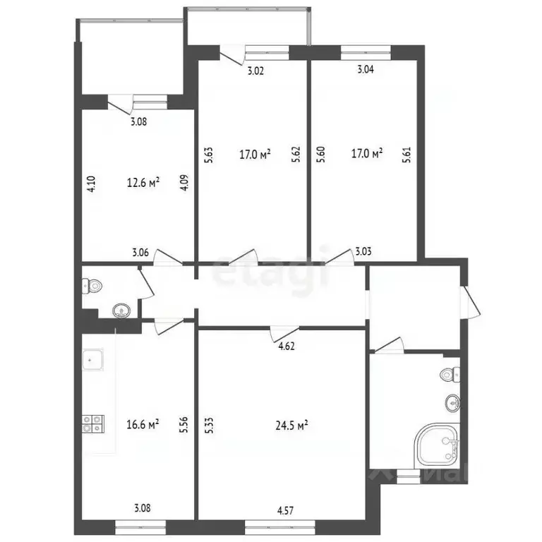 4-к кв. Челябинская область, Копейск ул. Терешковой, 5А (112.2 м) - Фото 1