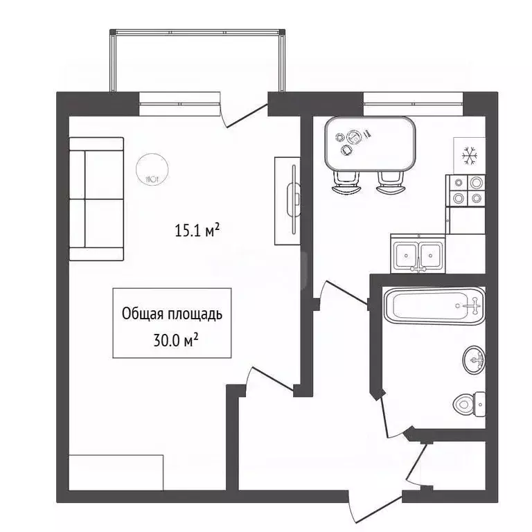 1-к кв. Новосибирская область, Искитим Центральный мкр, 10 (30.0 м) - Фото 2