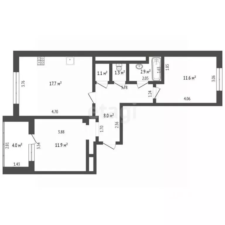 2-к кв. Ханты-Мансийский АО, Ханты-Мансийск Югорская ул., 9 (54.5 м) - Фото 2
