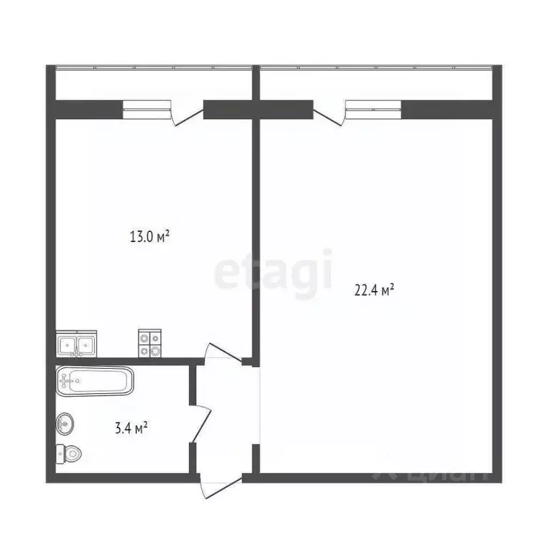 1-к кв. Вологодская область, Вологда Окружное ш., 26 (41.7 м) - Фото 1