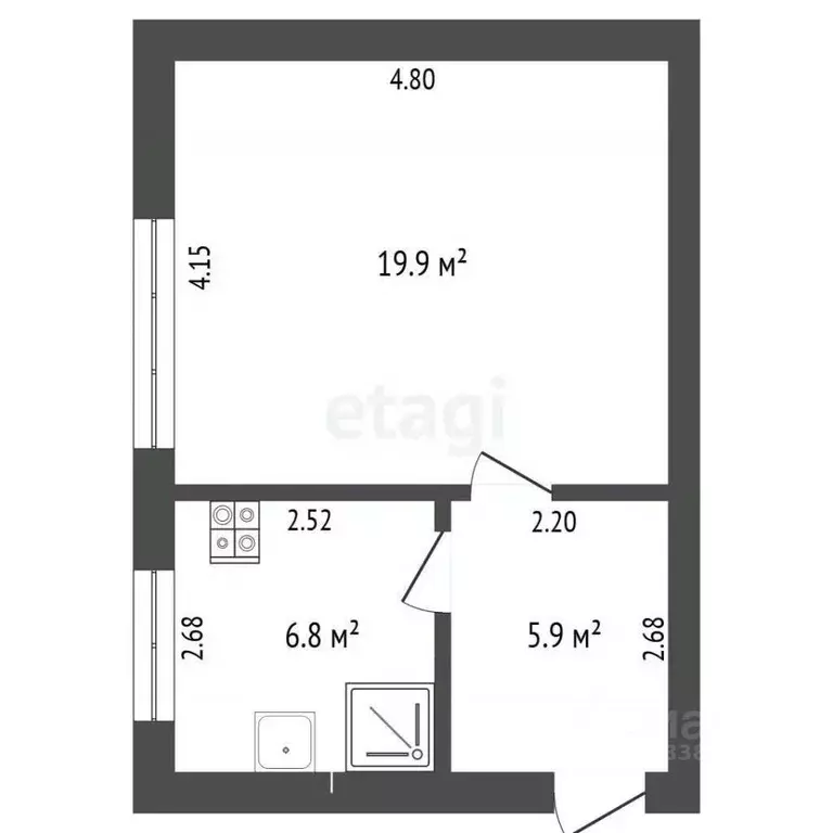 1-к кв. Башкортостан, Бирск Интернациональная ул., 25А (32.6 м) - Фото 1