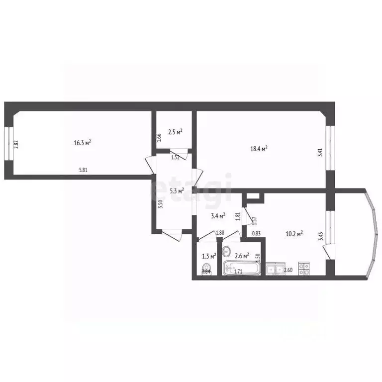 2-к кв. Саха (Якутия), Якутск просп. Михаила Николаева, 40/11 (60.0 м) - Фото 1