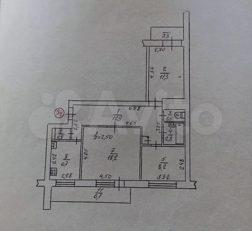 3-к. квартира, 72,2 м, 9/9 эт. - Фото 0