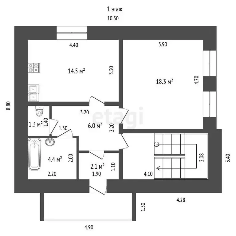 Дом в посёлок Туртас, улица Газовиков (113.5 м) - Фото 1