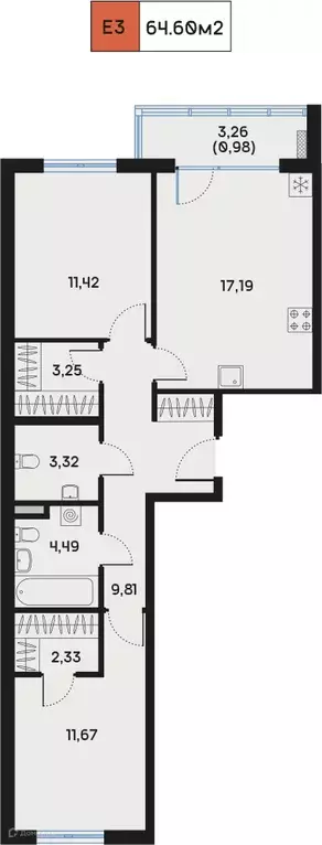 Продаётся 2-к квартира, 65 м - Фото 0
