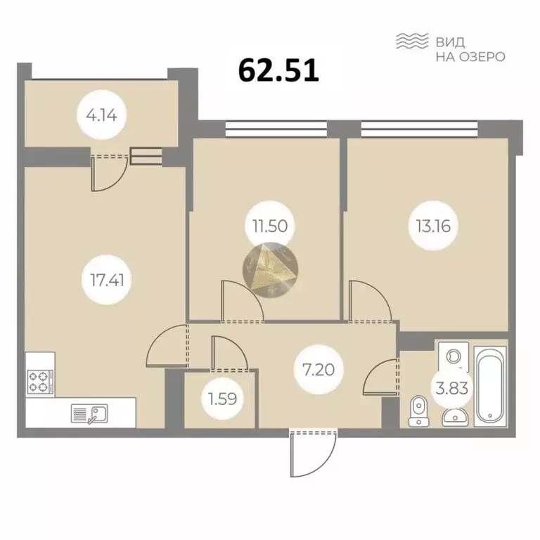 2-комнатная квартира: Санкт-Петербург, Суздальское шоссе, 8 (62.51 м) - Фото 1