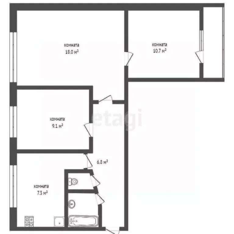 3-к кв. Удмуртия, Ижевск ул. Карла Маркса, 434 (54.0 м) - Фото 2