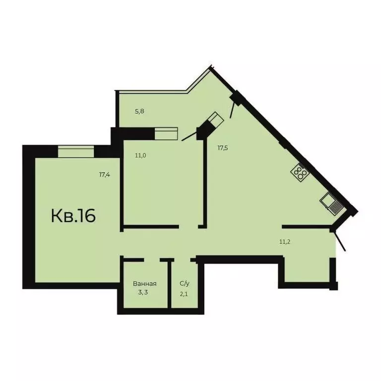 2-комнатная квартира: Заречный, коттеджный посёлок Солнечный, ... - Фото 1