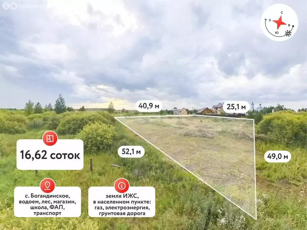 Участок в Тюменский район, село Богандинское (16.62 м) - Фото 1