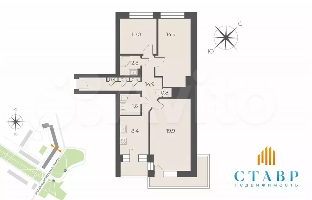 3-к. квартира, 74 м, 7/9 эт. - Фото 0