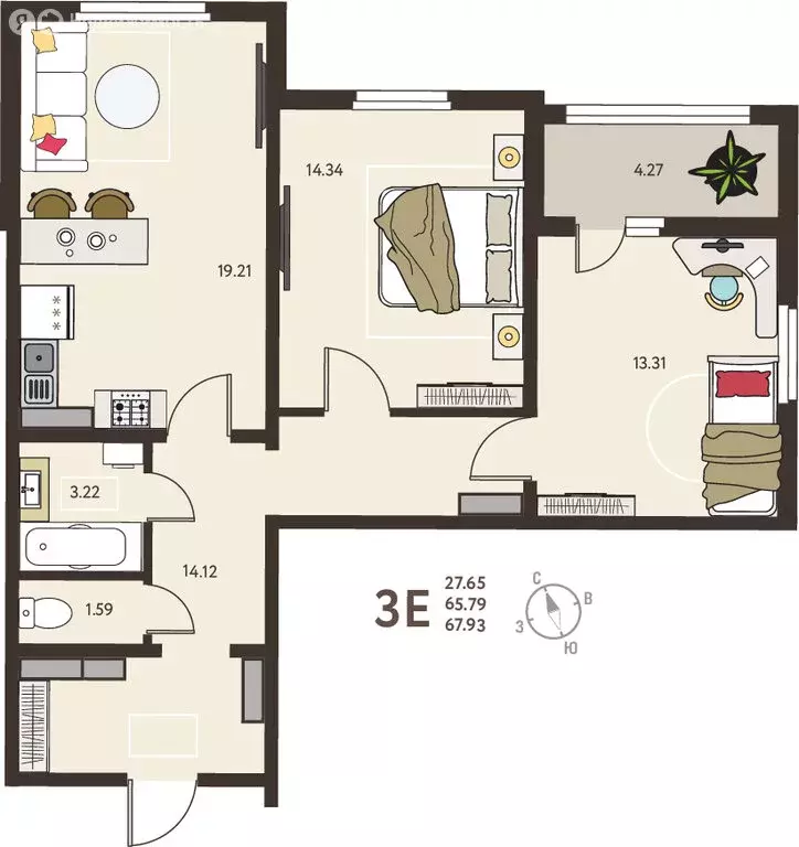 2-комнатная квартира: Курск, микрорайон Курского Завода Тракторных ... - Фото 1