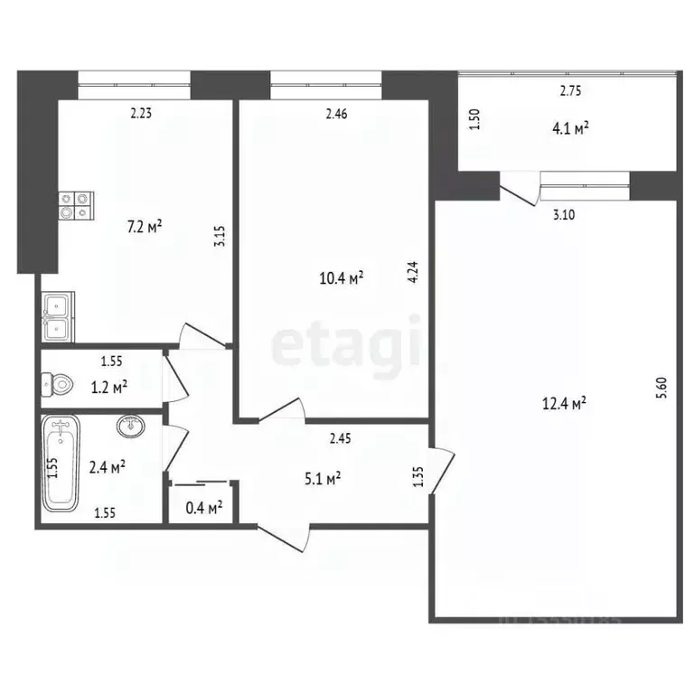 2-к кв. Самарская область, Самара ул. Стара-Загора, 72 (44.1 м) - Фото 2