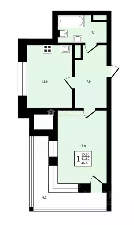 1-к кв. Владимирская область, Владимир просп. Строителей, 9к3 (42.7 м) - Фото 2